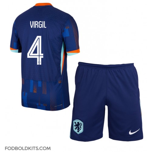 Holland Virgil van Dijk #4 Udebanesæt Børn EM 2024 Kortærmet (+ Korte bukser)